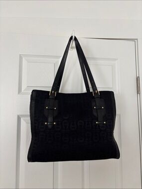 Vintage Etienne Aigner Black Monogram Tote bag Gold-Tone Hardware magnetic close